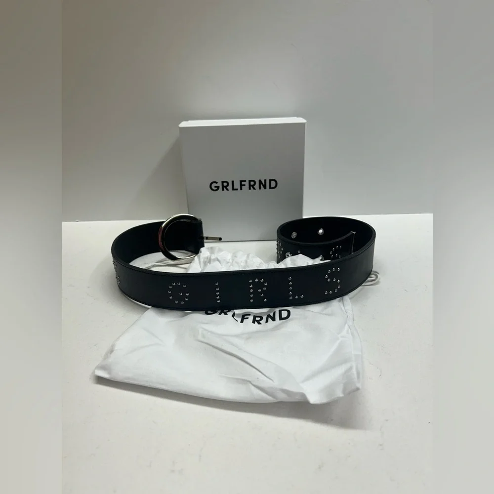 GRLFRND‎ Genuine Leather Black Studded Belt Size Small
